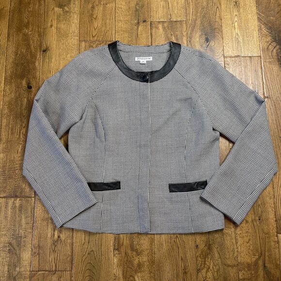 Pendleton Jackets & Blazers - Pendleton Womens Virgin Wool Houndstooth Leather Trim Blazer Jacket Size 10